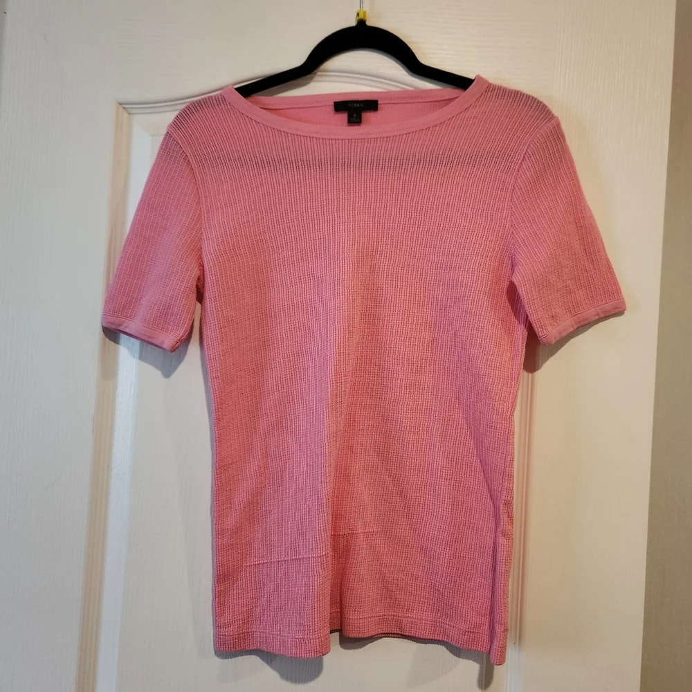 J. Crew Pink Short Sleeve Blouse Size S Euc